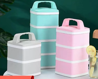 Stapelbare Tragbare Edelstahl-Lebensmittelbehälter Quadratische Form Mehrschichtig Große Kapazität Isolierte Bento-Lunchbox