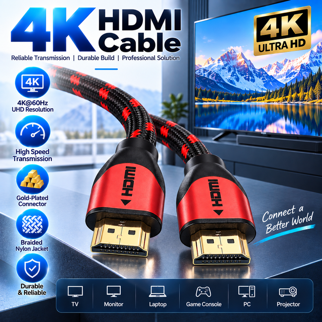 High Speed HDMI Cable Support 3D 4K 2160P UHD Ultra HD Stable Audio Video Transmission for PC Monitor TV Projector