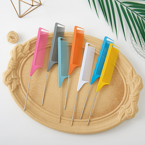 <span class=keywords><strong>Peigne</strong></span> à <span class=keywords><strong>queue</strong></span> de rat de précision en plastique résistant à la chaleur, avec manche métallique incurvé, pour séparation précise des cheveux, vente en gros - Product Image 5