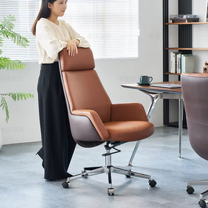 Silla de Oficina Ergonómica Reclinable, Silla Ejecutiva Giratoria de Cuero PU de Lujo con Respaldo Alto para Jefes y Uso Doméstico - Product Image 1