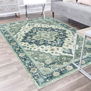 พรมสไตล์เรโทร รูปทรงสี่เหลี่ยมผืนผ้า ลายเหรียญโพลีเอสเตอร์ไฟเบอร์ ขนสั้นหนา ฐานกันลื่น ใช้ในบ้าน - Product Image 3