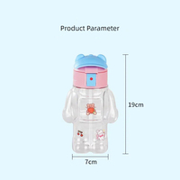 Tasse en plastique transparente en forme d'ours personnalisée tasse à boire sans Bpa avec paille 550ml bouteille d'eau mignonne créative pour les enfants