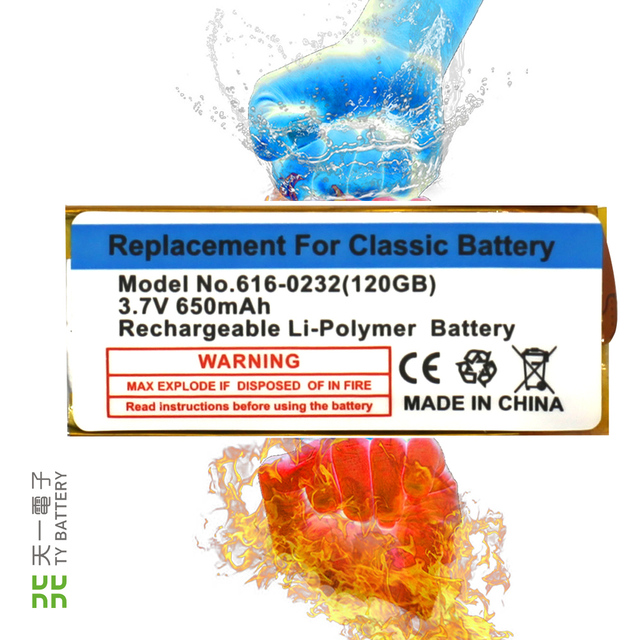AAA Grade 616-0232 Thick Battery for 5/6/7th Gen Video Classic 160G 650mAh 3.7V in Stock