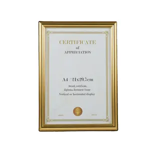 Amazon moldura de certificado para fotos, venda quente, moderno, luxo, ouro a4, plástico, para montagem na parede ou para tabletop