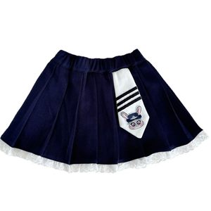 Tongxingyuan Childrens Skirt Navy Blue Pleated With Rabbit Tie School Style For Girls Cotton Fabric - Product Image 4