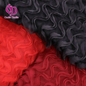 Tela bordada con <span class=keywords><strong>volantes</strong></span> plisados 3D <span class=keywords><strong>de</strong></span> tul multicolor <span class=keywords><strong>de</strong></span> poliéster 100% para vestidos y accesorios <span class=keywords><strong>de</strong></span> invitados <span class=keywords><strong>de</strong></span> boda - Product Image 2