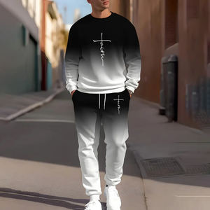 Set Felpa con Cappuccio Stile Barocco Stampato in Sublimazione Completa, Completo <span class=keywords><strong>Moda</strong></span> Streetwear Dorato da <span class=keywords><strong>Uomo</strong></span>, Top Casual, Set Pullover da <span class=keywords><strong>Uomo</strong></span> - Product Image 1