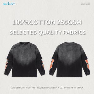 T-shirt à manches longues en fausse couche de poids lourd surdimensionné détruit et effet sale T-shirts à manches longues pour hommes - Product Image 2