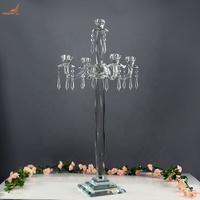 Candélabre de mariage en verre lustre de table en cristal centres de table en verre cristal 5 bras bougeoirs