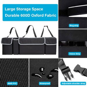 Organizador <span class=keywords><strong>de</strong></span> Maletero Personalizado <span class=keywords><strong>de</strong></span> Fábrica para Auto, Bolsa <span class=keywords><strong>de</strong></span> Almacenamiento Colgante Resistente con 4 Bolsillos Grandes y 3 Correas Ajustables <span class=keywords><strong>de</strong></span> Nylon - Product Image 2