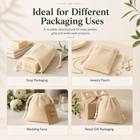 Sacs en coton à cordon de serrage, écologiques, réutilisables, pochette cadeau, sac en toile de jute naturelle avec logo personnalisé pour l'emballage de savon et de bijoux