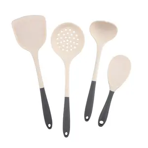 4pcs Non-Stick Cookware Home Cooking Utensils Kit with Soup Ladle and Stirring Spatula Silicone Kitchen Tools Set