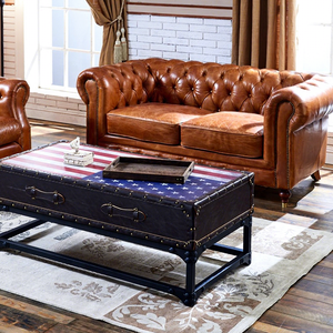 Divano Chesterfield <span class=keywords><strong>in</strong></span> Vera <span class=keywords><strong>Pelle</strong></span> Marrone Anticata Vintage OEM ODM a 2 Posti per Ufficio Dirigenziale - Product Image 5