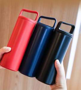 Botella de agua portátil de acero inoxidable para beber con asa Deporte al aire libre Viajes Metal Boca ancha Copa recta - Product Image 3