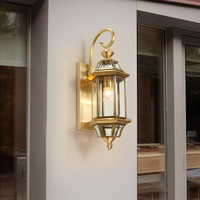 Appliques murales LED Highlux 10W E27, style vintage, étanches IP65, en laiton et verre transparent, pour cour