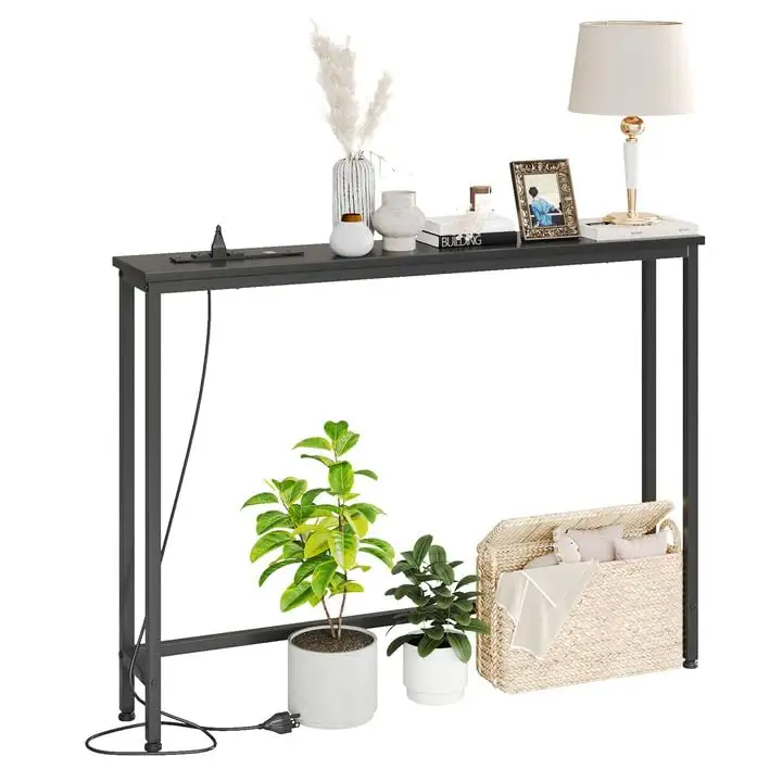 Factory Wholesale Narrow Entryway Table with Power Outlets and USB Ports Console Table for Living room