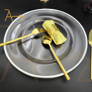 الأكثر مبيعًا أواني 13 بوصة فضة حافة لوحة زجاجية شفافة يمكن تخصيصها مع أنماط أخرى لحفلات الزفاف - Product Image 5