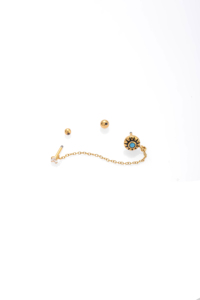 YW 18K Chapado en oro de acero inoxidable Zirconia cúbica <span class=keywords><strong>Doble</strong></span> colgante Oreja Cartílago Stud Helix Piercing Pendientes Stud - Product Image 6