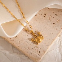 Collar con Colgante Minimalista de Acero Inoxidable Serie Océano, Regalo de Moda, Venta al por Mayor de Fábrica, Versátil, Resistente al Agua, Oro de 18K