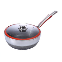 Nouvelle Poêle Wok Antiadhésive à Double Fond, Multifonctionnelle, avec Couvercle en Verre, pour Usage Domestique, Idéale comme Cadeau