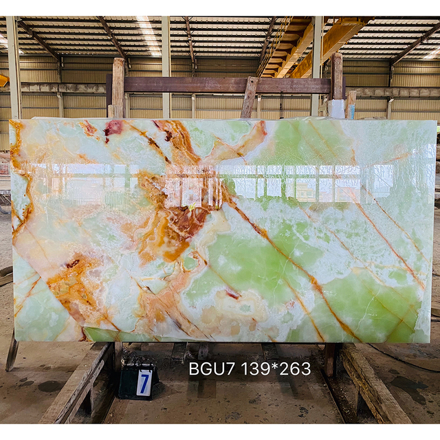 Natural Translucent Green Onyx Stone Slab for Kitchen Worktop Countertop
