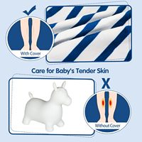 Cheval rebondissant bleu zèbre en peluche pour tout-petits-Jouet gonflable de trémie de cheval rebondissant, tour sur l'animal de rebond