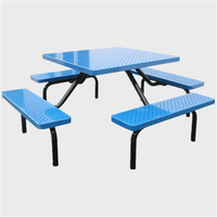Table et banc de pique-nique commerciaux d'extérieur en métal ensemble de meubles de jardin table à manger en acier table et chaise de café à l'extérieur du patio