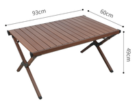 Table de camping portable SOLOMAN moderne en alliage d'aluminium, légère, réglable en hauteur, détachable, marron, 4 places, avec rangement