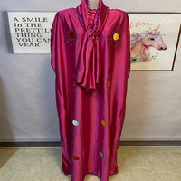 Robe pour femmes africaines grande taille, décontractée, à col droit, avec foulard, patchwork de couleurs et motifs diamantés, ornée de paillettes et de pierres