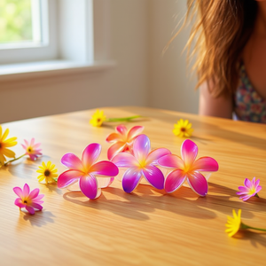 Fermaglio per capelli Frangipani con gradiente laser da 8 cm, stile floreale colorato per donne e ragazze - Product Image 2