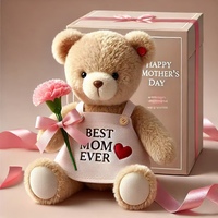 Ours en peluche personnalisé pour la fête des mères avec bouquet de fleurs, jouet en peluche personnalisé pour la fête des mères, cadeau en peluche unique pour maman