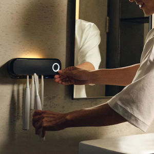 أحدث حامل فرشاة أسنان يثبت على الحائط عرض الوقت جهاز تعقيم فرشاة الأسنان بالأشعة فوق البنفسجية مجفف حقيقي مزود بإضاءة ليلية - Product Image 6