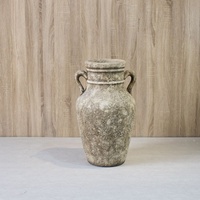 Vase en argile rustique avec deux poignées, finition émaillée, style Wabi-Sabi, pot de fleurs d'intérieur pour plantes vertes, décoration de bureau