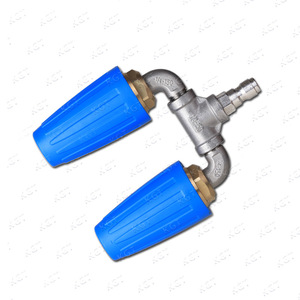 Pistola de agua para lavado de autos Kaigongte con doble boquilla, rotación de 360°, acero inoxidable, operación manual, azul - Product Image 1