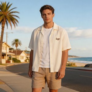 Chemises hawaïennes à manches courtes pour <span class=keywords><strong>homme</strong></span>, coupe ample, col polo, séchage rapide, performance, avec impression de logo personnalisé, idéales pour l'été - Product Image 1