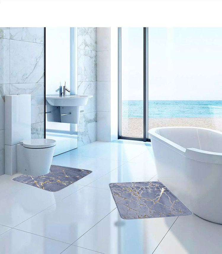 Shinnwa pv velvet  bronzing non-slip bath mat set of 2