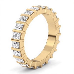 Bague en diamant de laboratoire taille princesse, plaqué or 18K 14K, sertie en canal, alliance éternité, certifiée IGI, diamant CVD, diamant de laboratoire VVS - Product Image 2