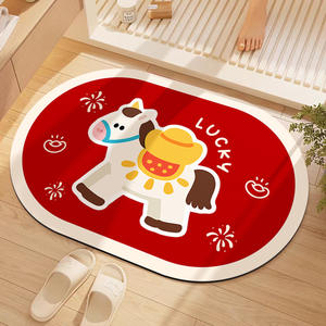 Tapis de salle de bain rectangulaire festif motif cheval, absorbant, en cuir, antidérapant, design dessin animé pour l'hiver 2025 - Product Image 3
