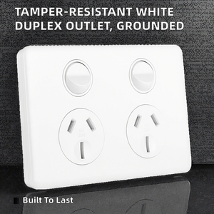 Light Outlet White ABS Plastic <b>Tamper</b>-Resistant IP66 Rated 2 Outlets Wall Electrical Socket Grounding Industrial - Product Image 2