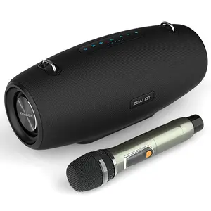 2024 Brandneuer wasserdichter tragbarer Karaoke-Lautsprecher für den Außenbereich mit zwei drahtlosen Mikrofonen und Schulter gurt