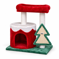 Arbre à chat festif de Noël en sisal avec niches douillettes, griffoirs, plateformes d'escalade et balles suspendues