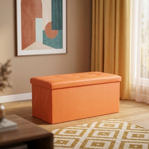 <span class=keywords><strong>Banc</strong></span> de rangement pliable moderne <span class=keywords><strong>en</strong></span> similicuir <span class=keywords><strong>PVC</strong></span> 30*15*15 pouces, pouf pour chambre, salon, hôtel, école, entrée - Product Image 1