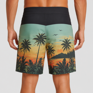 Shorts de bain pour hommes en polyester recyclé à séchage rapide, imprimés par sublimation, pour la plage et le surf - Product Image 3