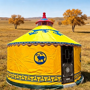 Yurt mongol de camping pour les <span class=keywords><strong>vacances</strong></span> avec couverture supérieure imperméable et tente yurt mongole pour une expérience de voyage dans une zone scénique naturelle - Product Image 1