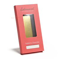 Boîte d'emballage pour barre chocolatée en carton pliable écologique de qualité alimentaire avec fenêtre, impression personnalisée, laminage mat et gaufrage