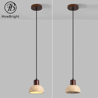 Lampe suspendue Wabi Sabi, nouveau design, douille E27, base en bois, pierre jaune, pierre artistique, pour restaurant