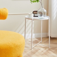 KINNO Table de chevet moderne européenne en fer convertible Art Mini coin salon Table d'appoint en métal ensemble maison 2 pièces