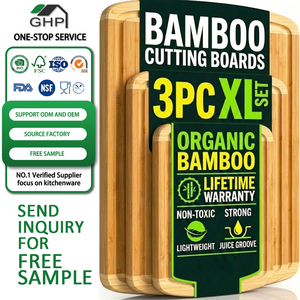 Juego <span class=keywords><strong>de</strong></span> Tablas <span class=keywords><strong>de</strong></span> Cortar <span class=keywords><strong>de</strong></span> Bambú <span class=keywords><strong>de</strong></span> Lujo XL, Dos Tonos, No Tóxicas, Duraderas, Madera FSC, Tabla <span class=keywords><strong>de</strong></span> Cocina para Charcutería, Carne, Barbacoa - Product Image 1