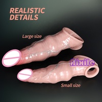 Manchon d'extension de pénis, manchon de pénis, godemiché en silicone souple, jouets sexuels pour adultes, jeux, anneau pénien élastique pour agrandir et allonger pour hommes et couples