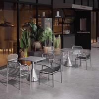 Ensemble table et chaises en aluminium pour café en plein air, salon de thé, cour, balcon, jardin, résistant à l'eau et au soleil